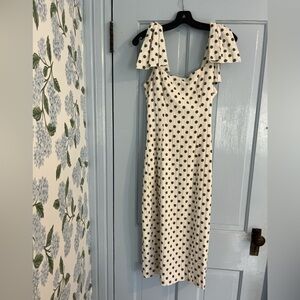 Anthropologie Black and White Polka Dot Midi Dress